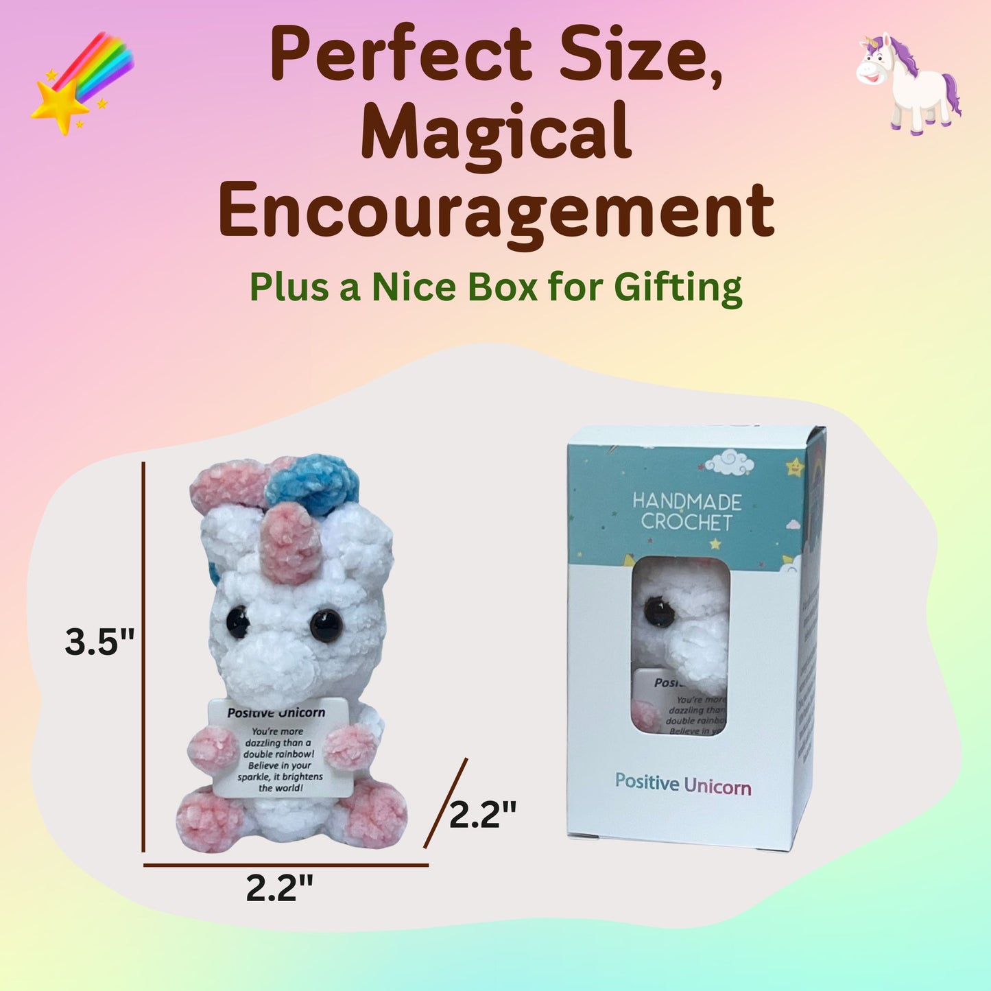 Positive Unicorn Crochet Doll