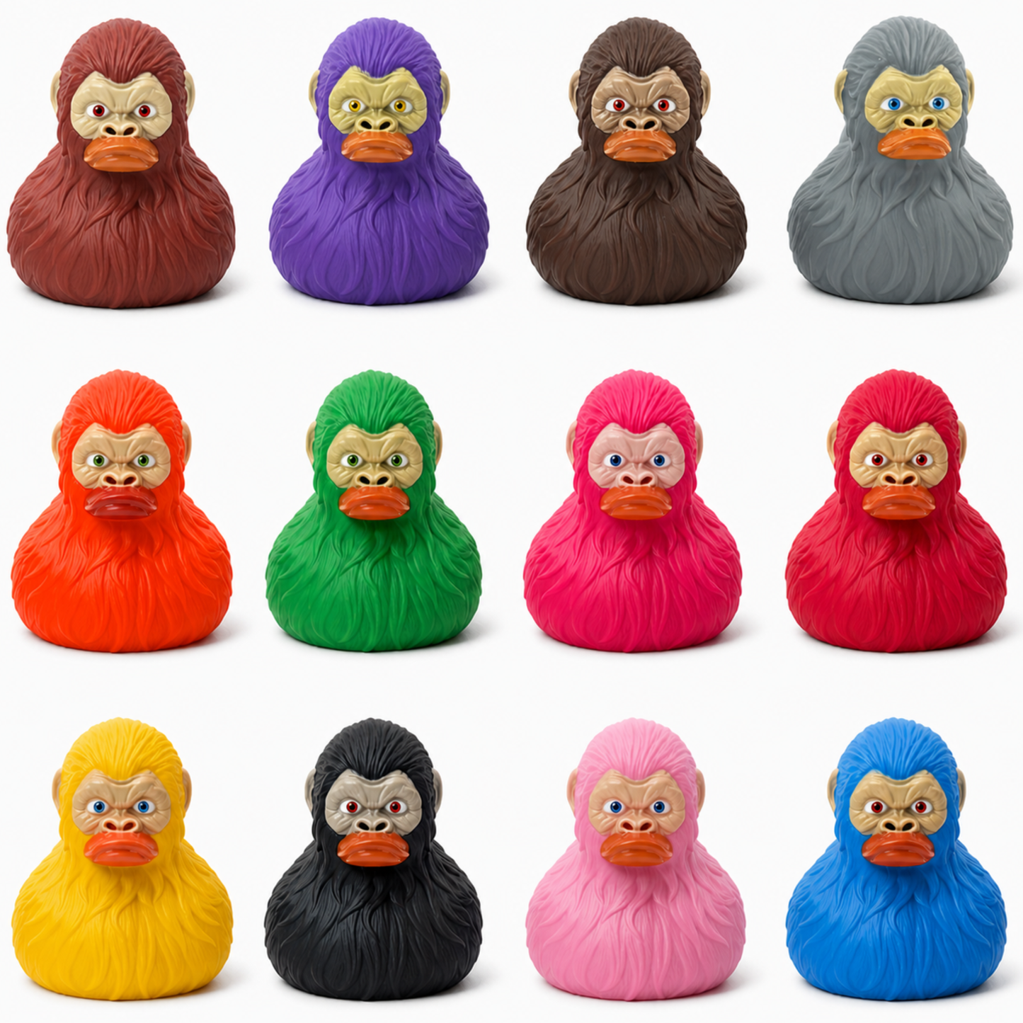 Bulk Bigfoot Rubber Ducks, 2 Inch Size, Party Colors, 12-Pack