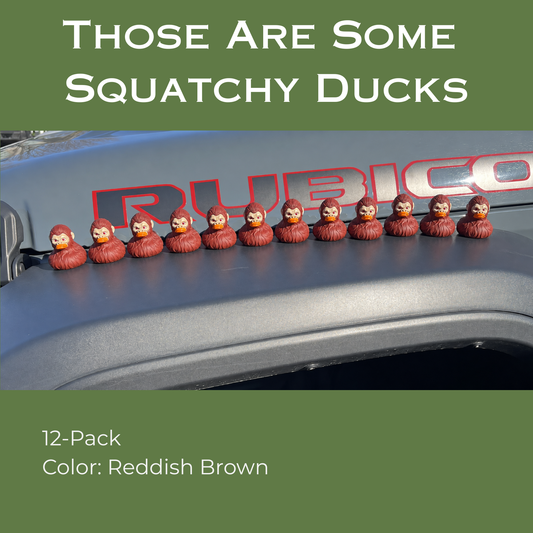 Bulk Bigfoot Rubber Ducks, 2 Inch Size, Reddish Brown, 12-Pack