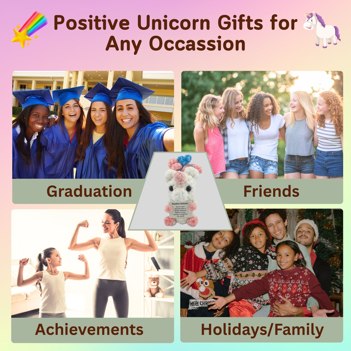 Positive Unicorn Crochet Doll