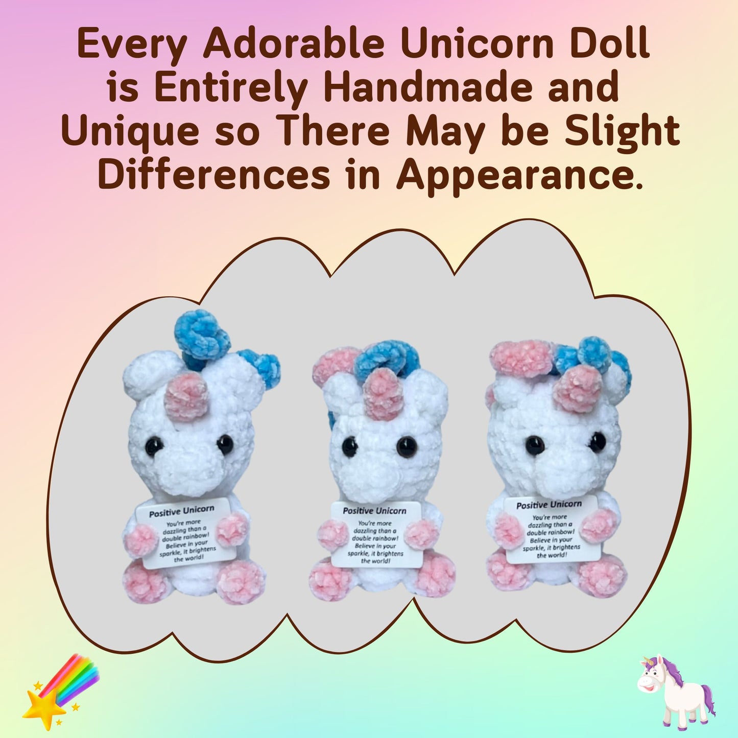 Positive Unicorn Crochet Doll