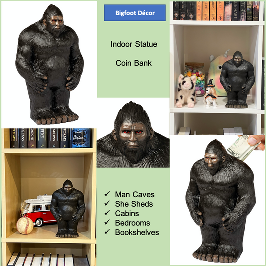 Bigfoot Statue Piggy Bank for Adults, Black