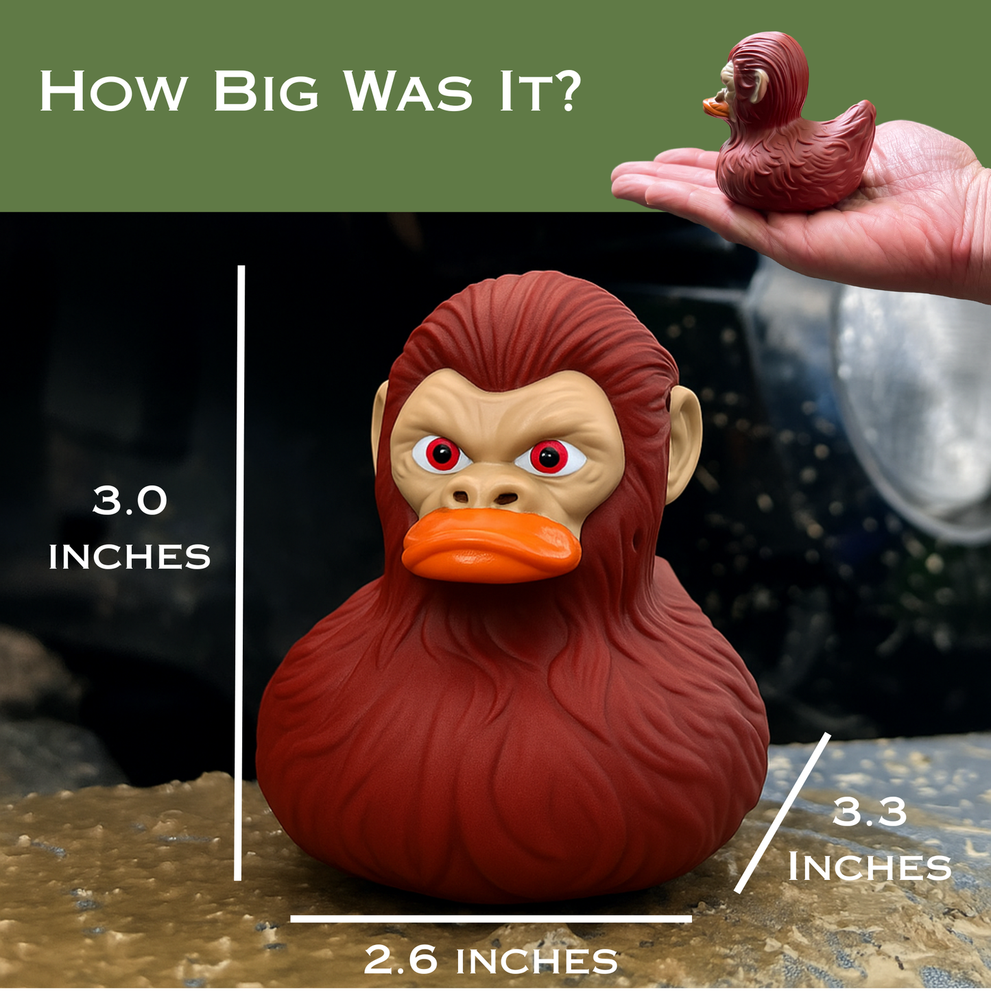 Bigfoot Rubber Ducks for Jeeps - 1 Pack, 3 Inch Size, Reddish Brown