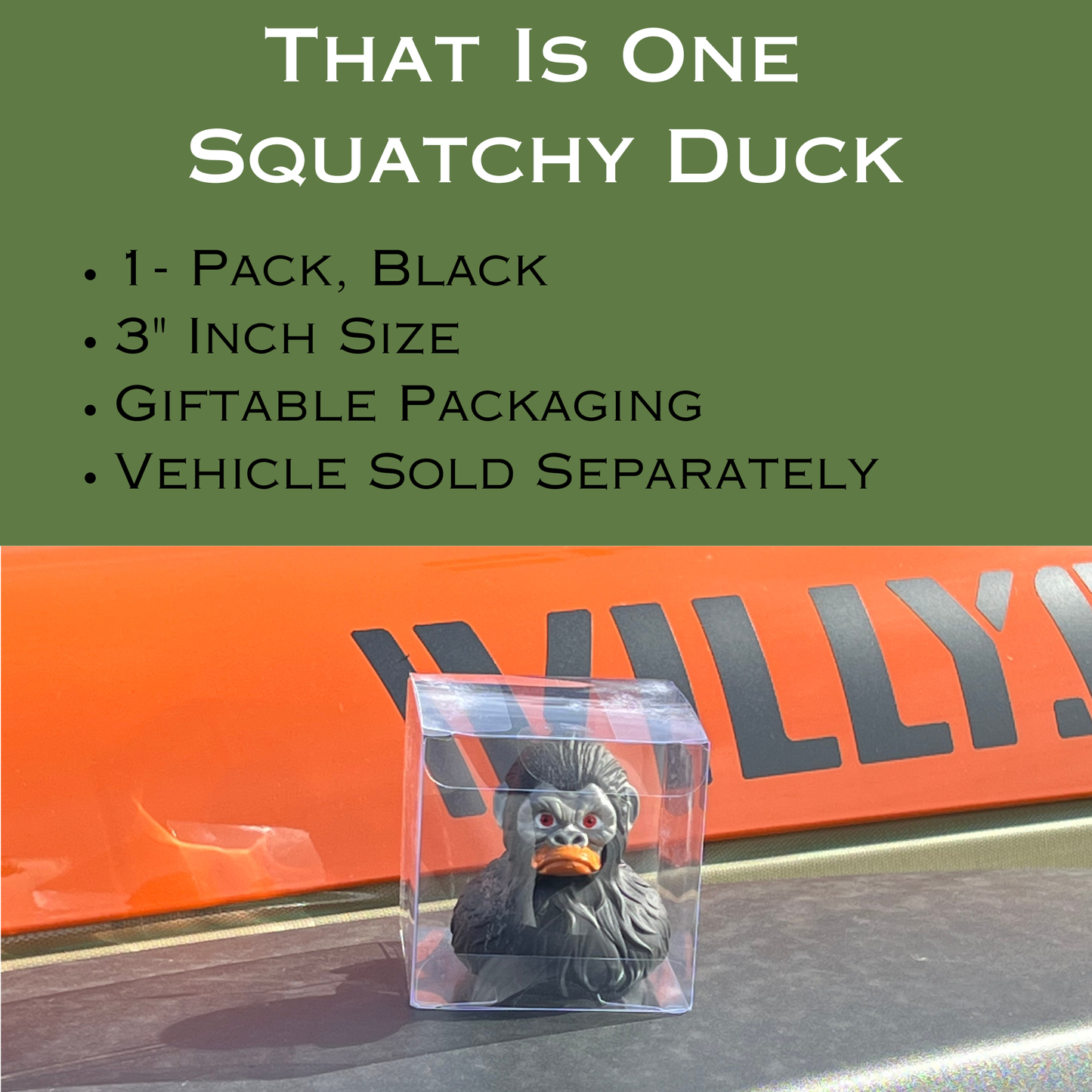 Bigfoot Rubber Ducks for Jeeps - 1 Pack, 3 Inch Size, Black