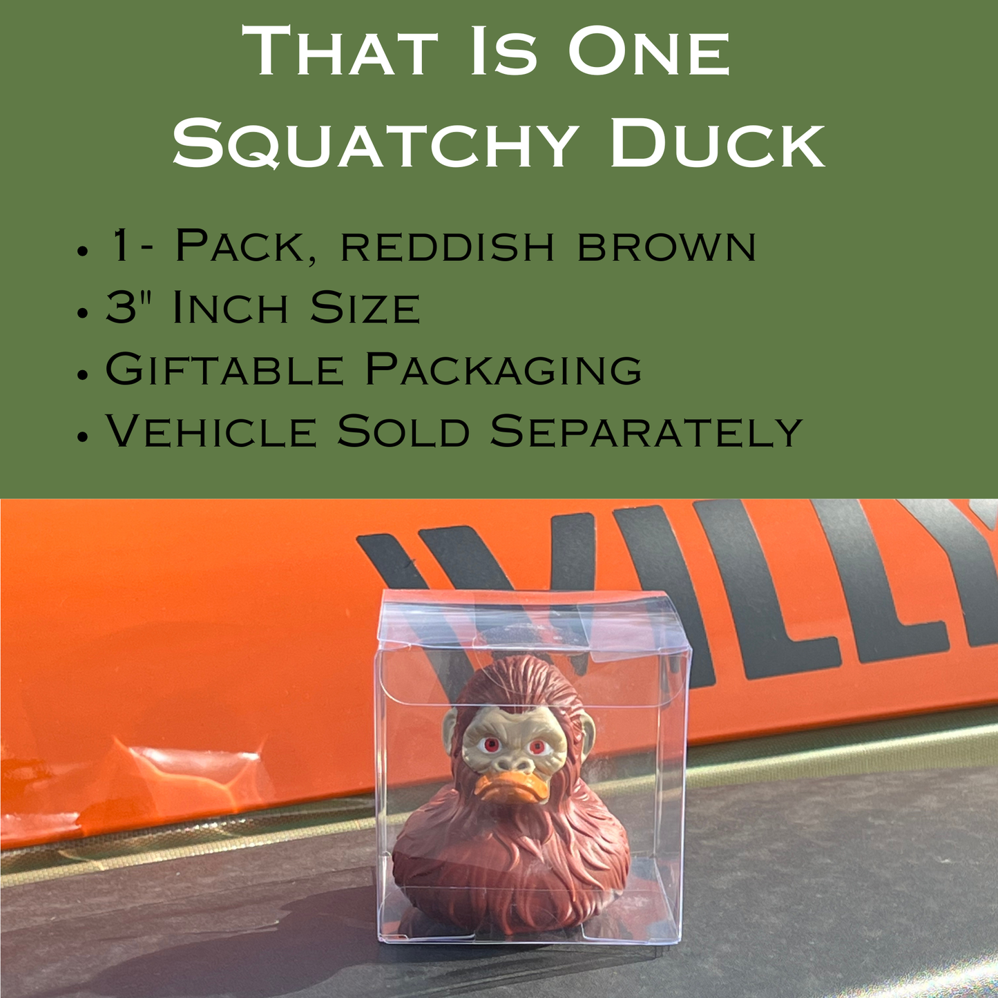 Bigfoot Rubber Ducks for Jeeps - 1 Pack, 3 Inch Size, Reddish Brown