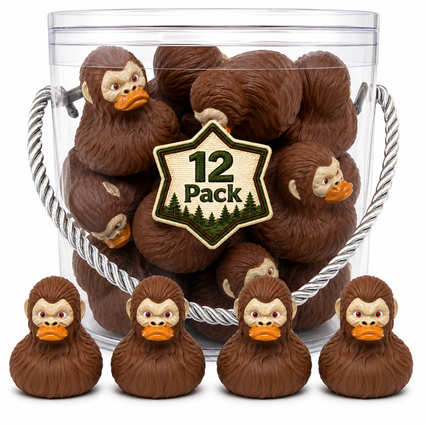 Bulk Bigfoot Rubber Ducks, 2 Inch Size, Brown, 12-Pack