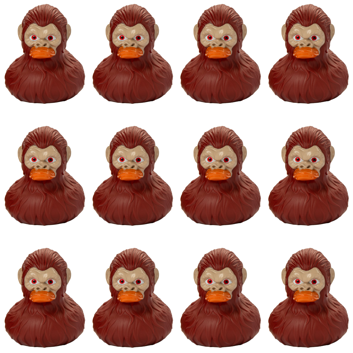 Bulk Bigfoot Rubber Ducks, 2 Inch Size, Reddish Brown, 12-Pack
