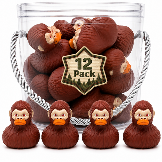 Bulk Bigfoot Rubber Ducks, 2 Inch Size, Reddish Brown, 12-Pack