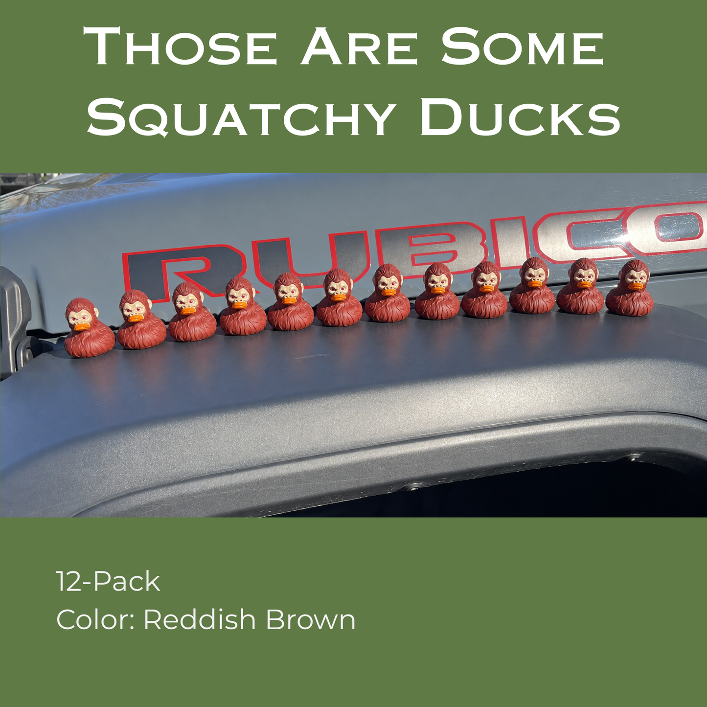 Bulk Bigfoot Rubber Ducks, 2 Inch Size, Reddish Brown, 12-Pack