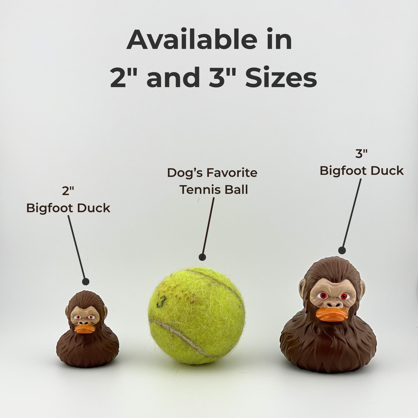 Bulk Bigfoot Rubber Ducks, 2 Inch Size, Multi Color, 12-Pack