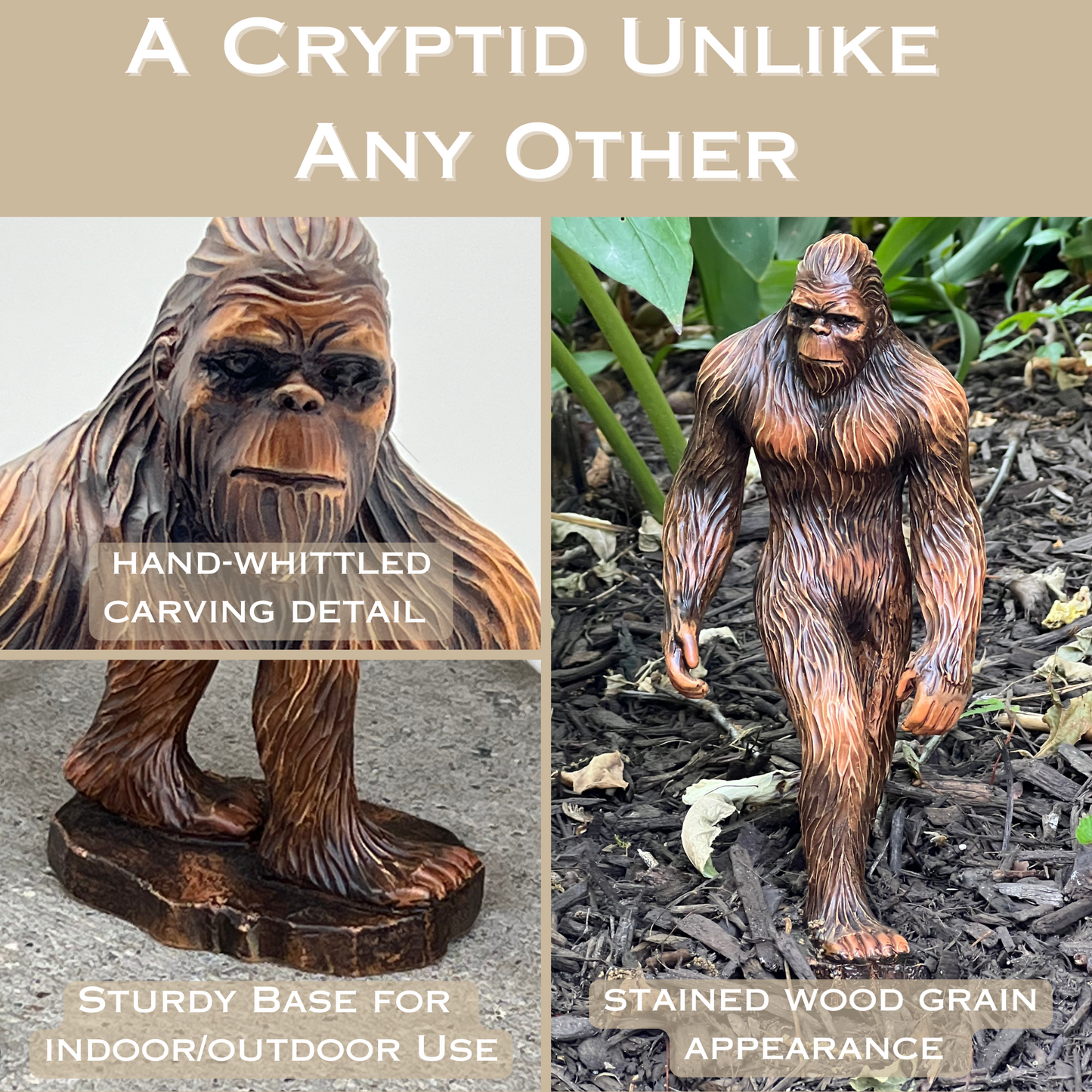 Bigfoot Indoor/Outdoor Garden Statue, 8.5 inches tall