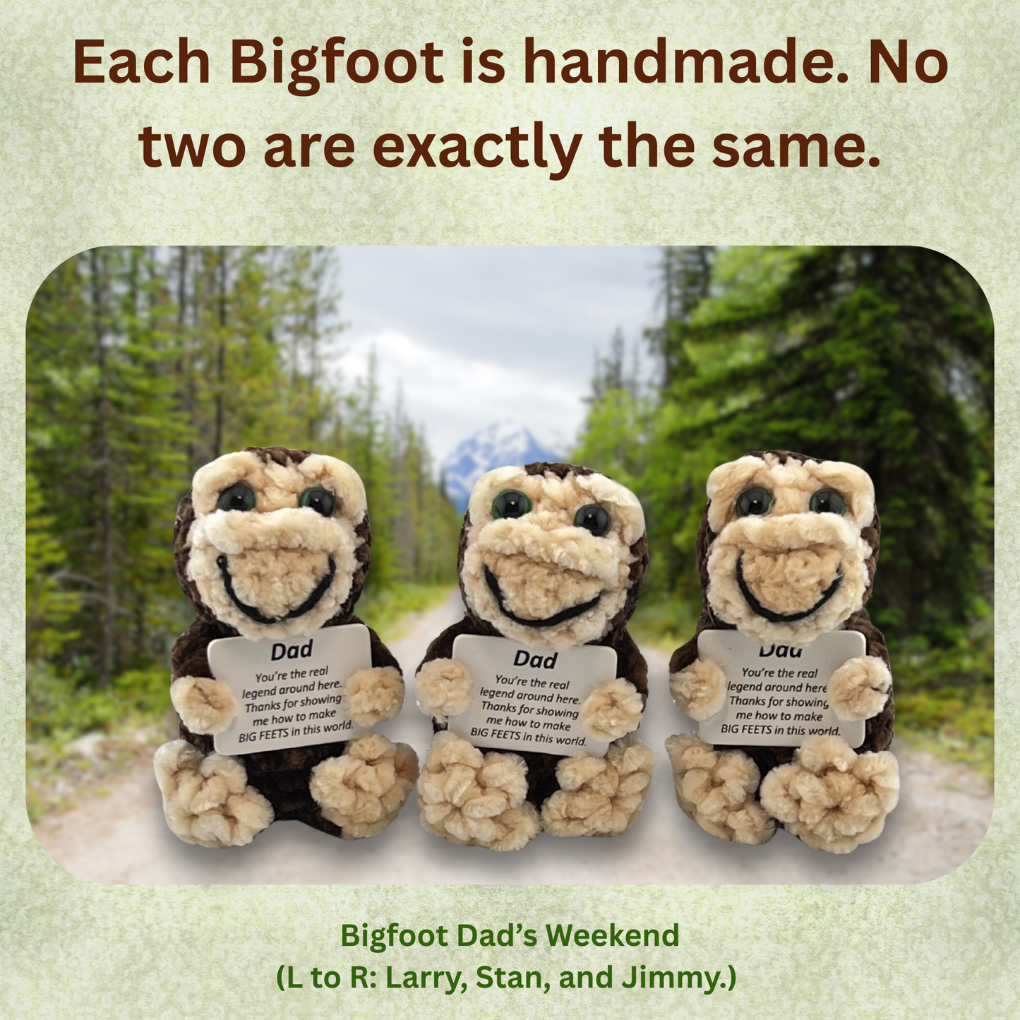 Positive Bigfoot Crochet Doll for Dad