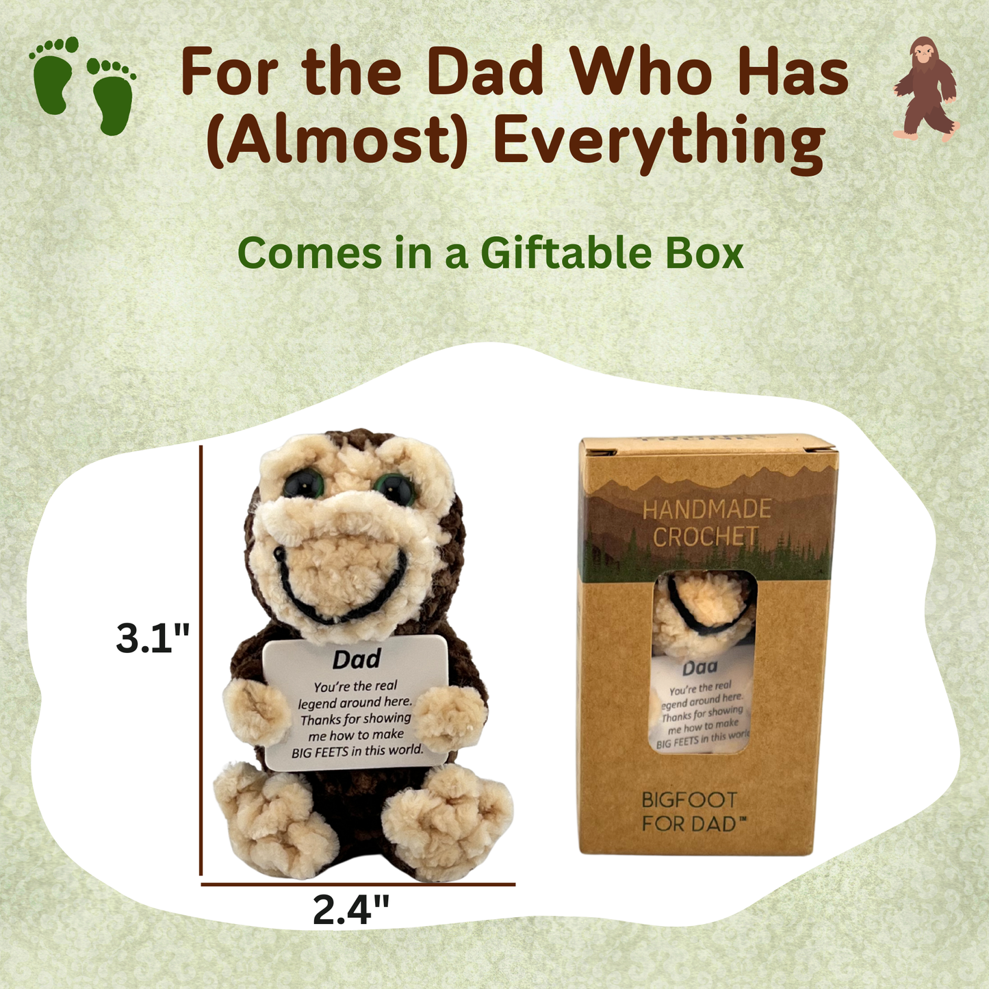 Positive Bigfoot Crochet Doll for Dad