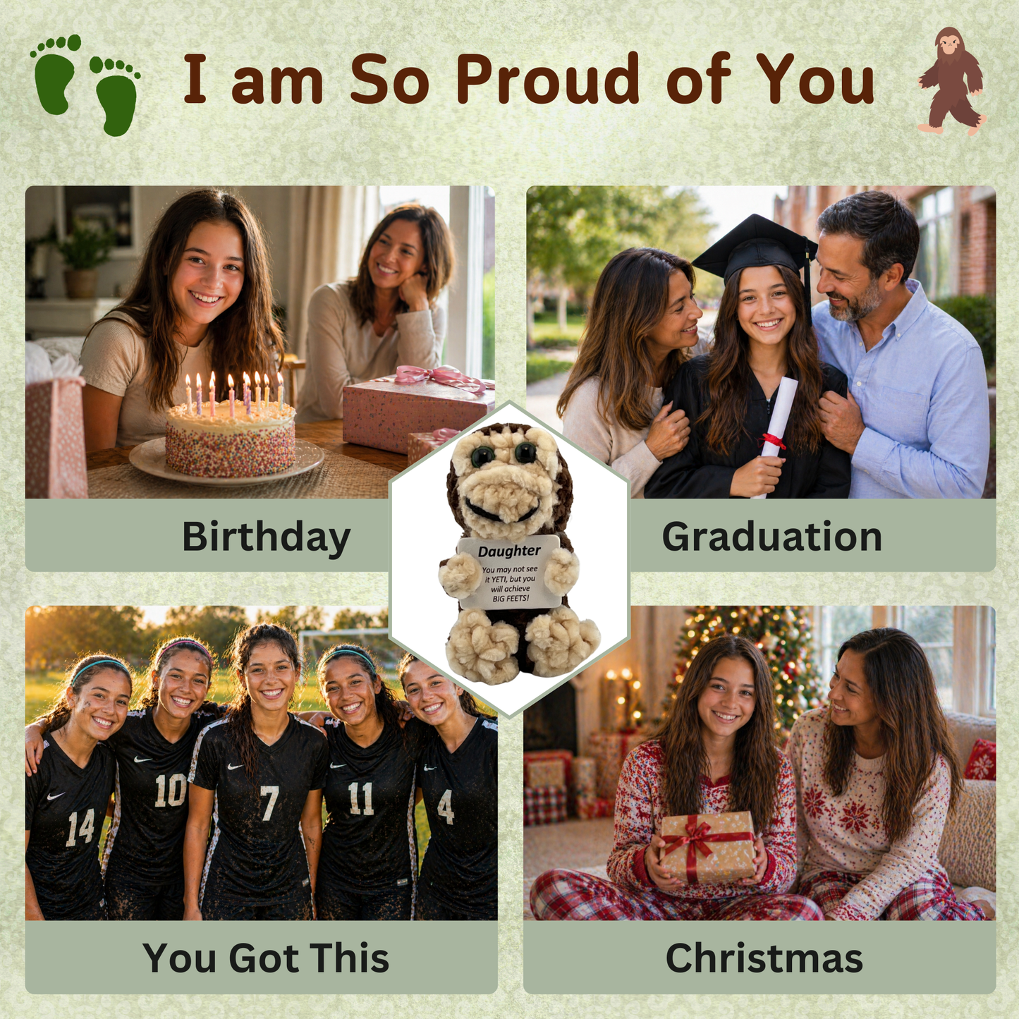 Positive Bigfoot Crochet Doll for Daughter