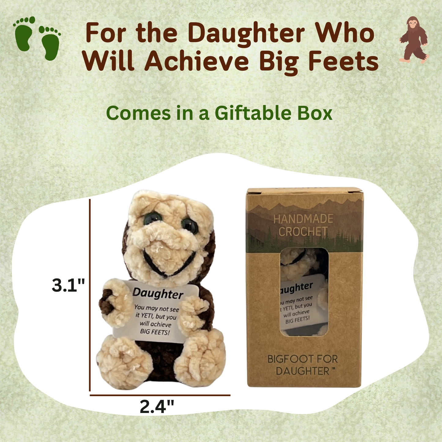 Positive Bigfoot Crochet Doll for Daughter