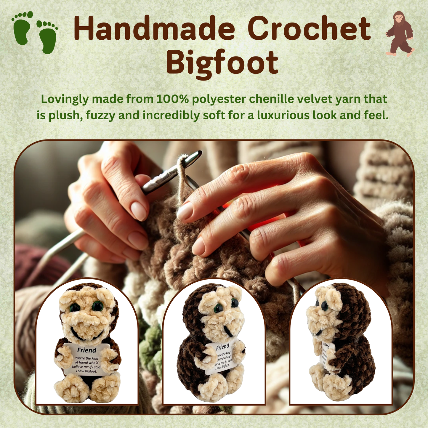 Positive Bigfoot Crochet Doll for Friend
