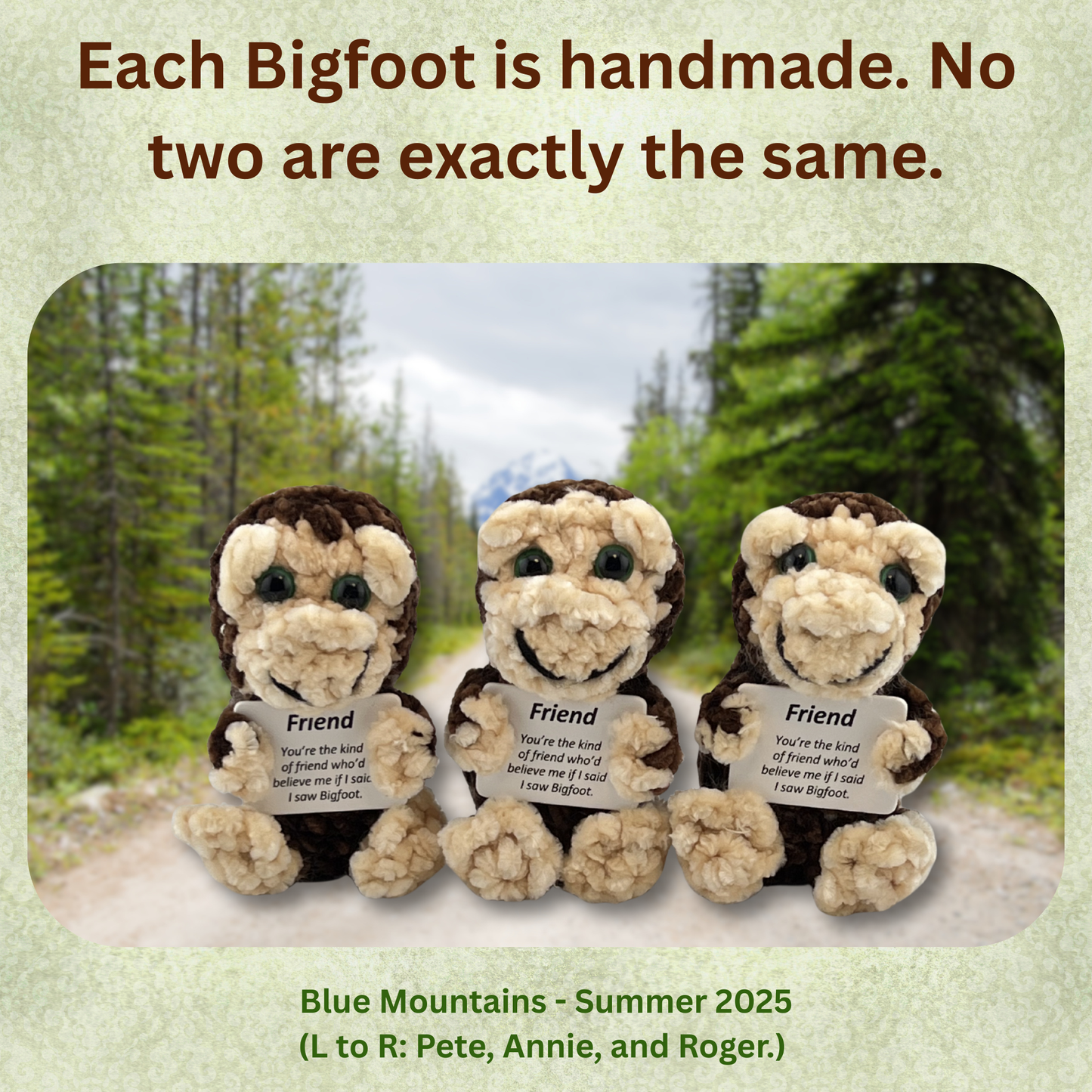 Positive Bigfoot Crochet Doll for Friend