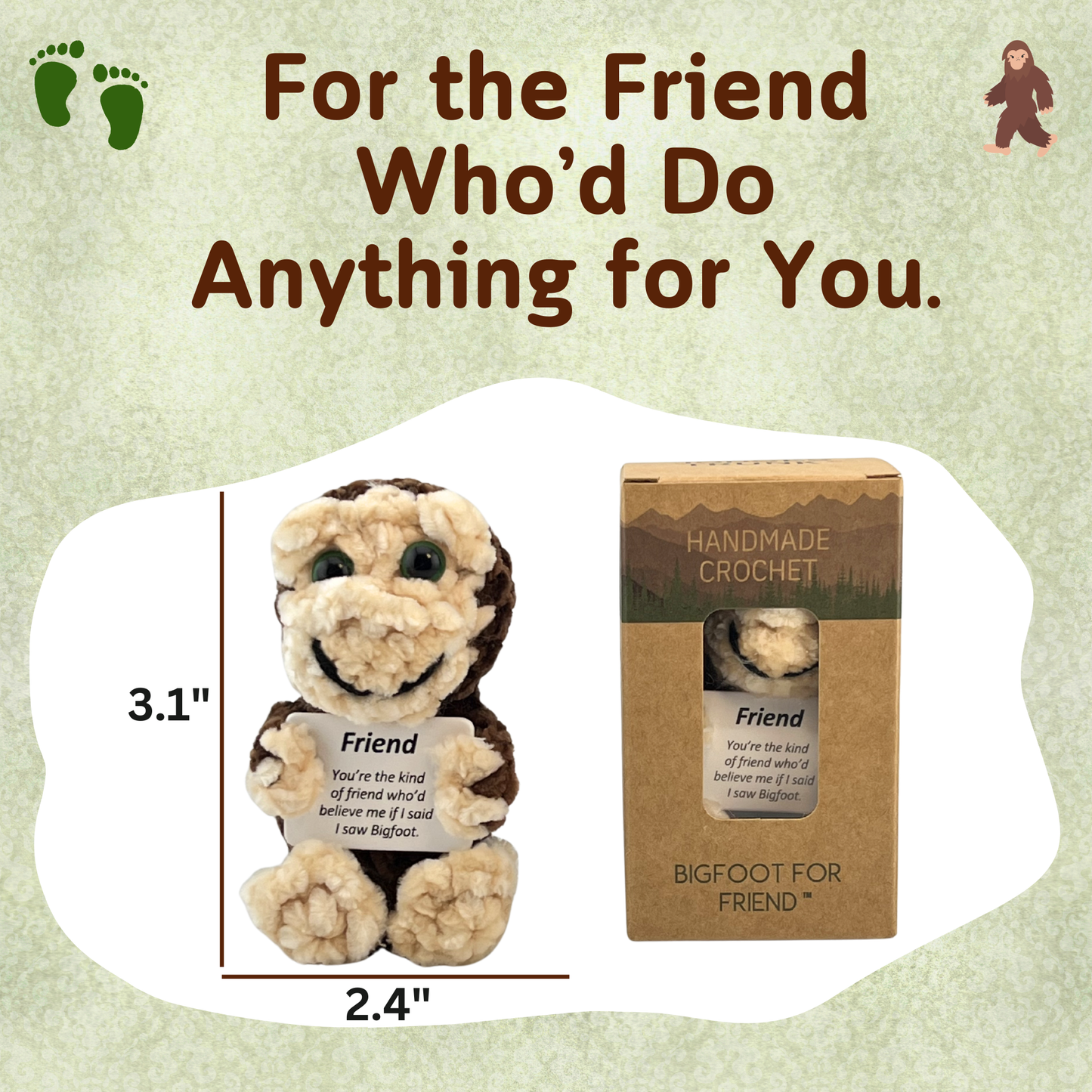 Positive Bigfoot Crochet Doll for Friend