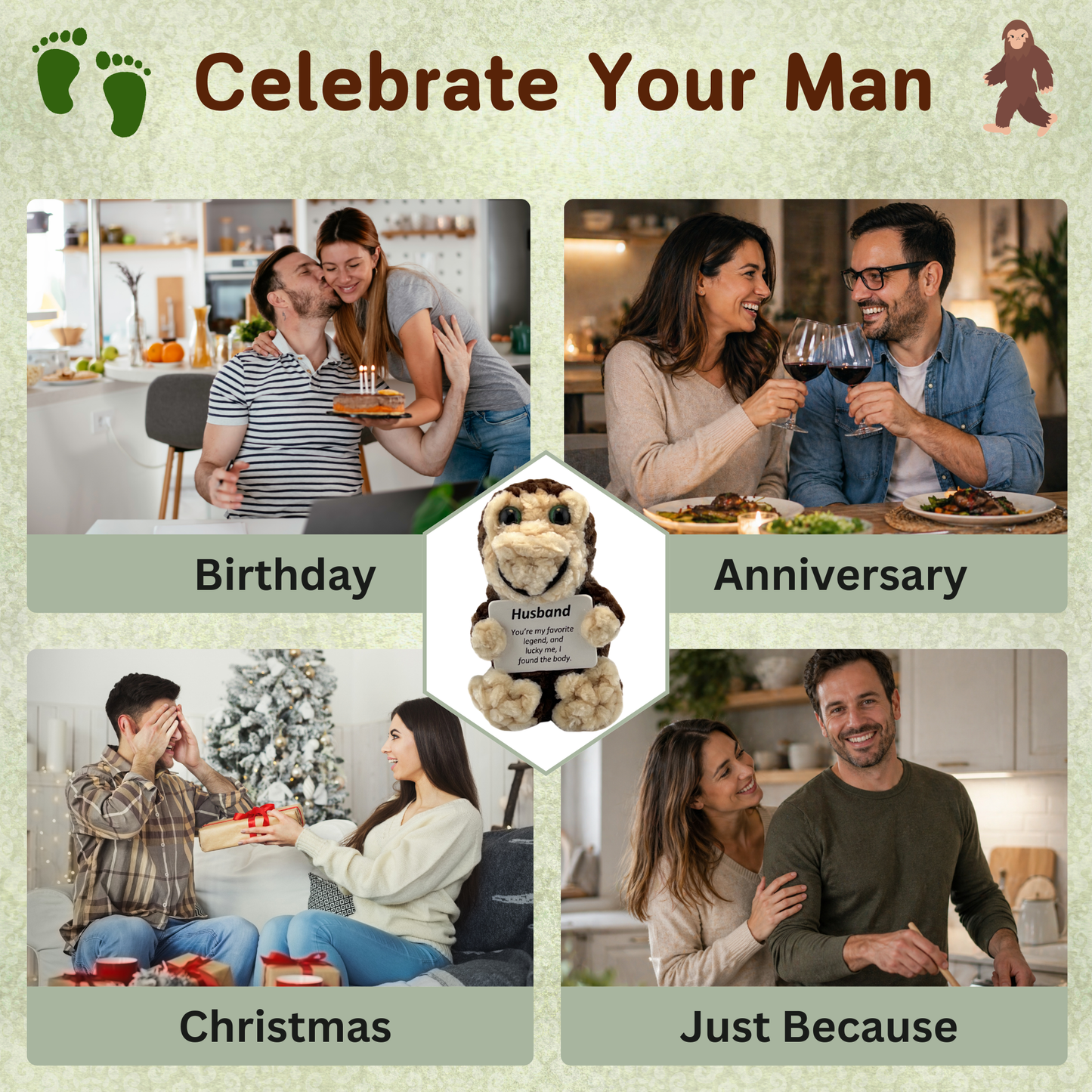 Positive Bigfoot Crochet Doll for Husband