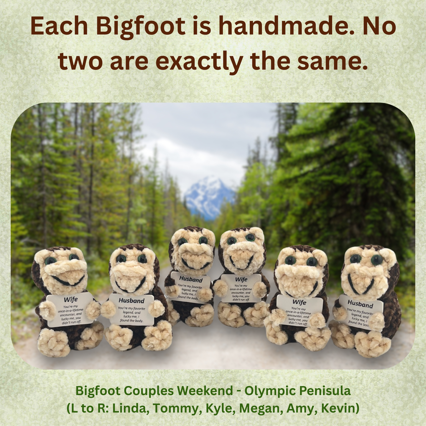 Positive Bigfoot Crochet Doll for Husband