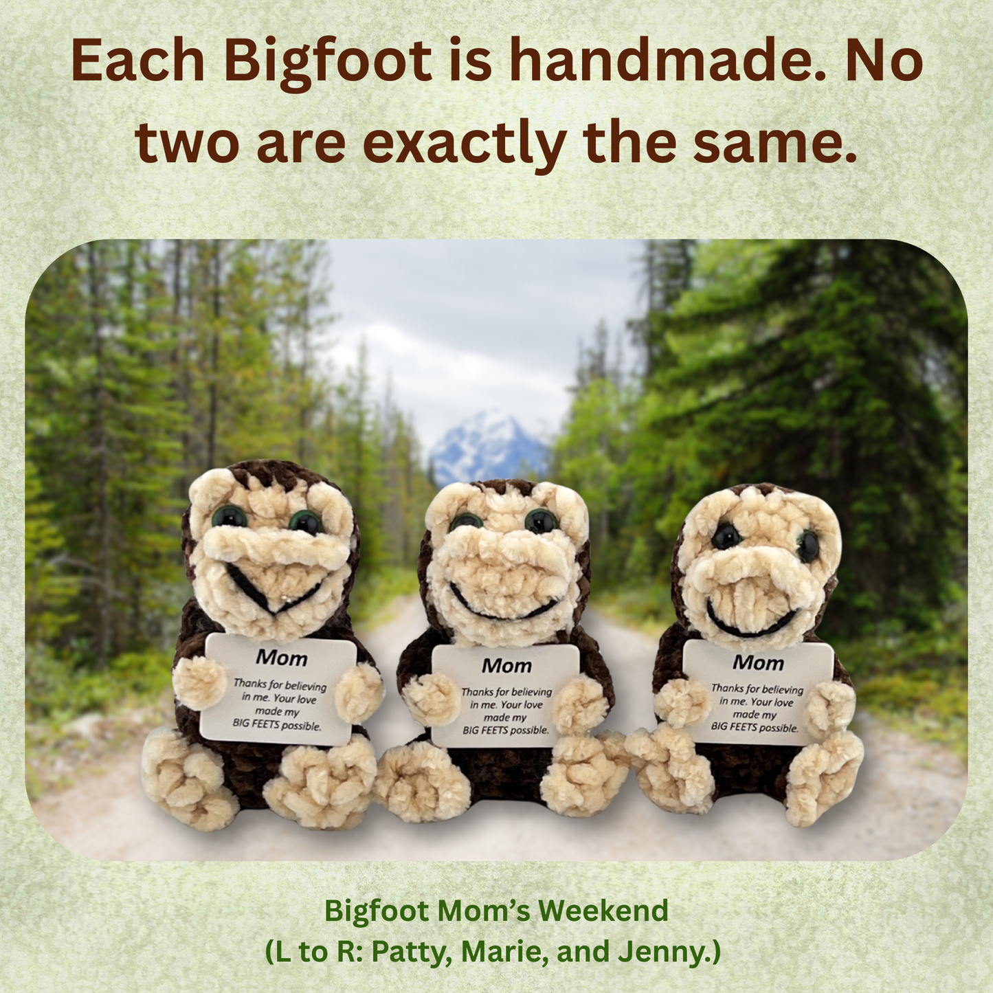 Positive Bigfoot Crochet Doll for Mom