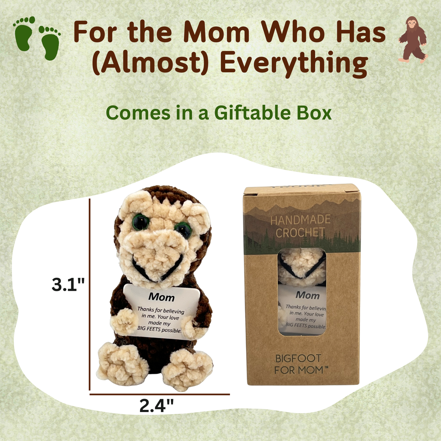 Positive Bigfoot Crochet Doll for Mom