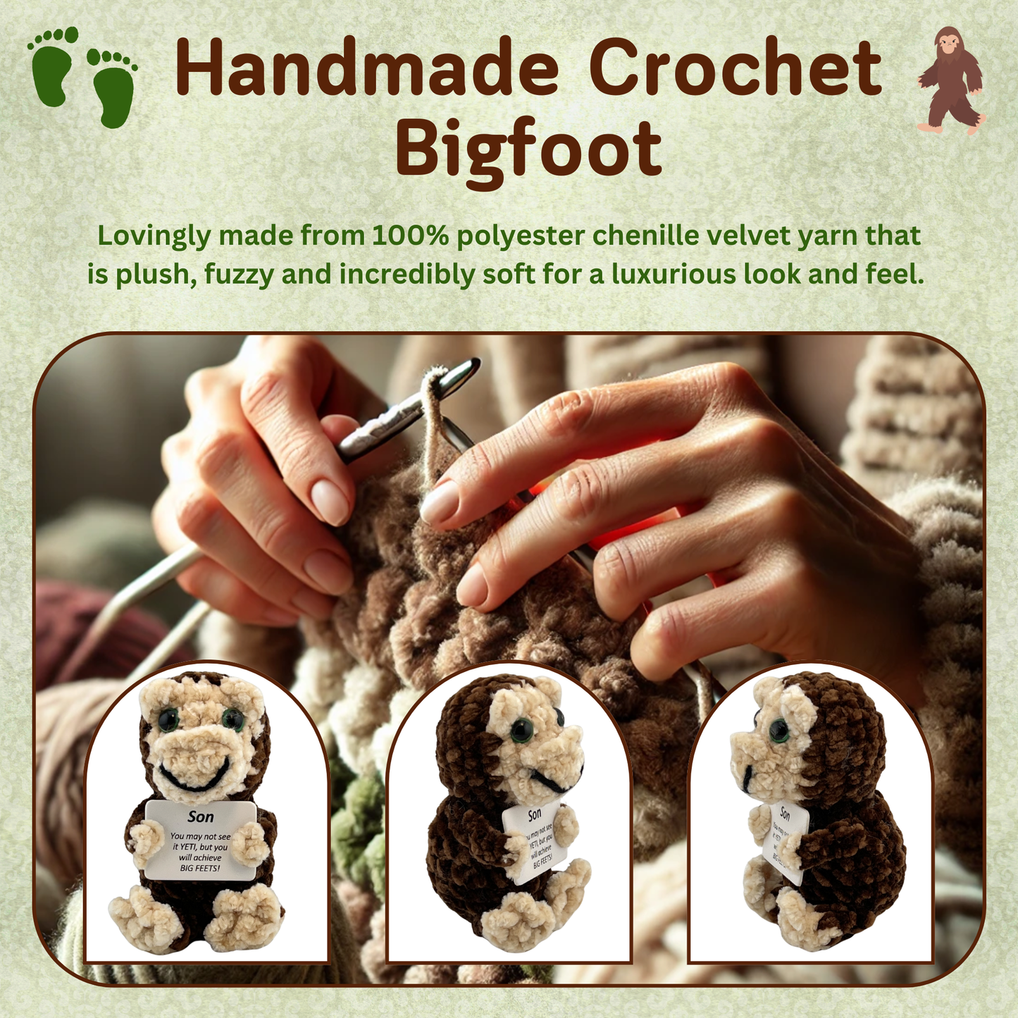 Positive Bigfoot Crochet Doll for Son