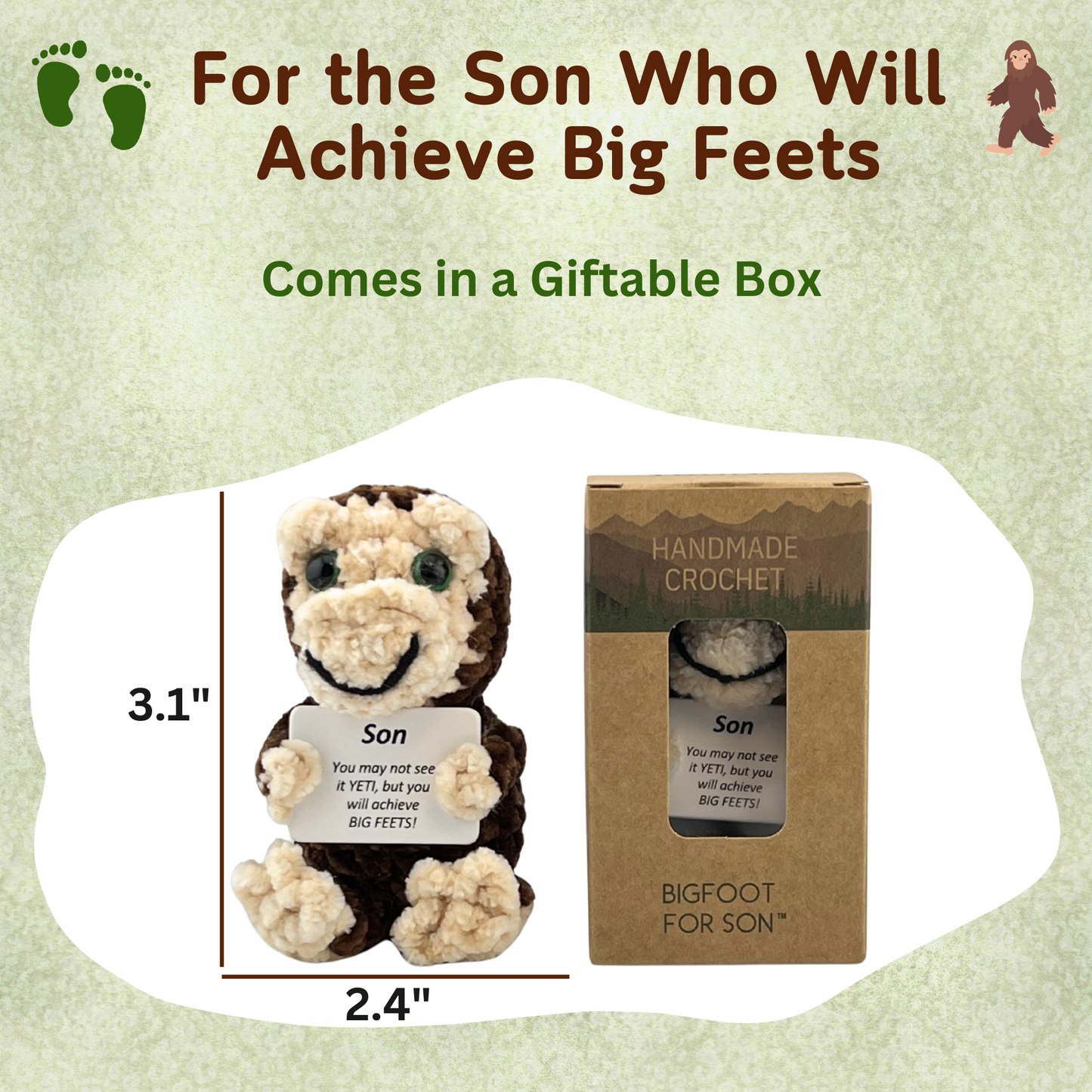 Positive Bigfoot Crochet Doll for Son