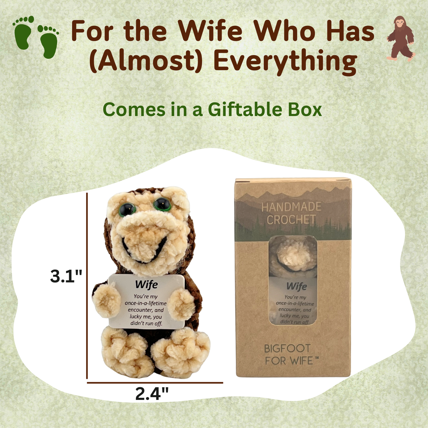 Positive Bigfoot Crochet Doll for Wife