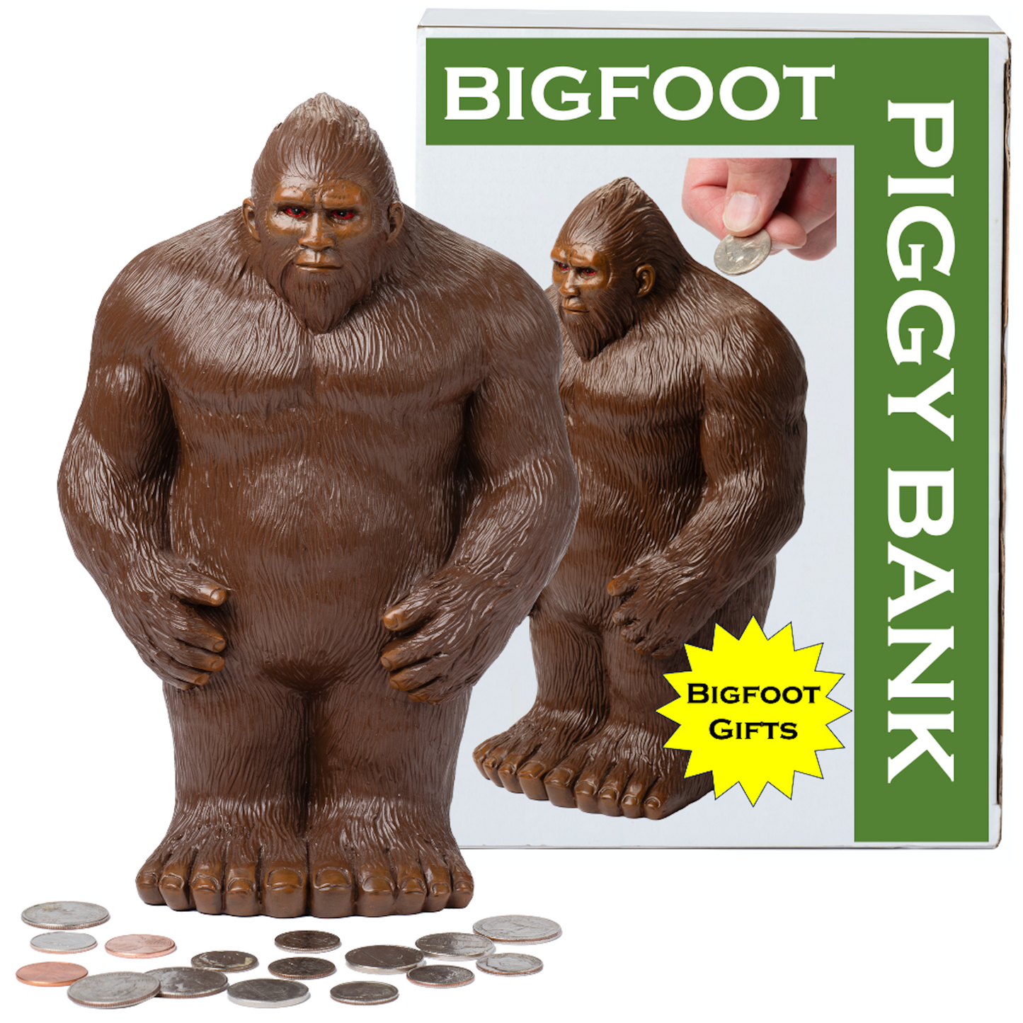 (2nd Chance) Bigfoot Statue Piggy Bank for Adults, Brown