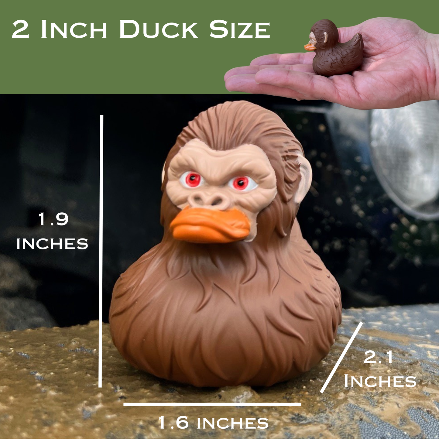 Bulk Bigfoot Rubber Ducks, 2 Inch Size, Brown, 12-Pack