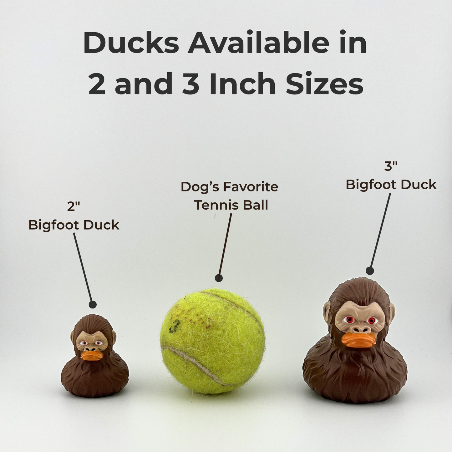 Bulk Bigfoot Rubber Ducks, 2 Inch Size, Brown, 12-Pack