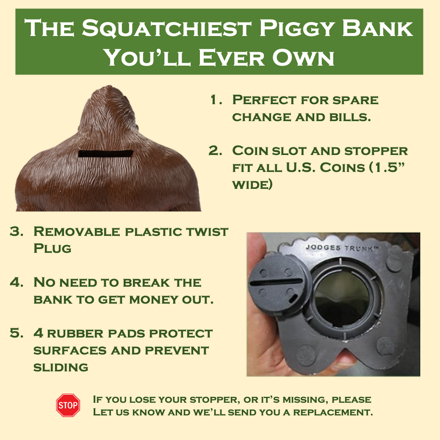Bigfoot Statue Piggy Bank for Adults, Brown