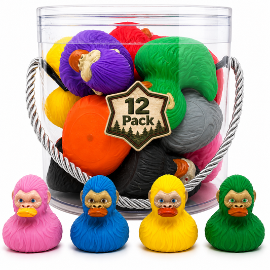 Bulk Bigfoot Rubber Ducks, 2 Inch Size, Party Colors, 12-Pack