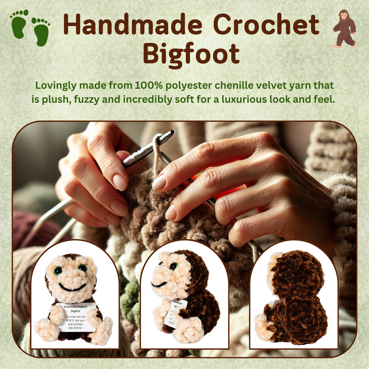Emotional Support Bigfoot Crochet Doll