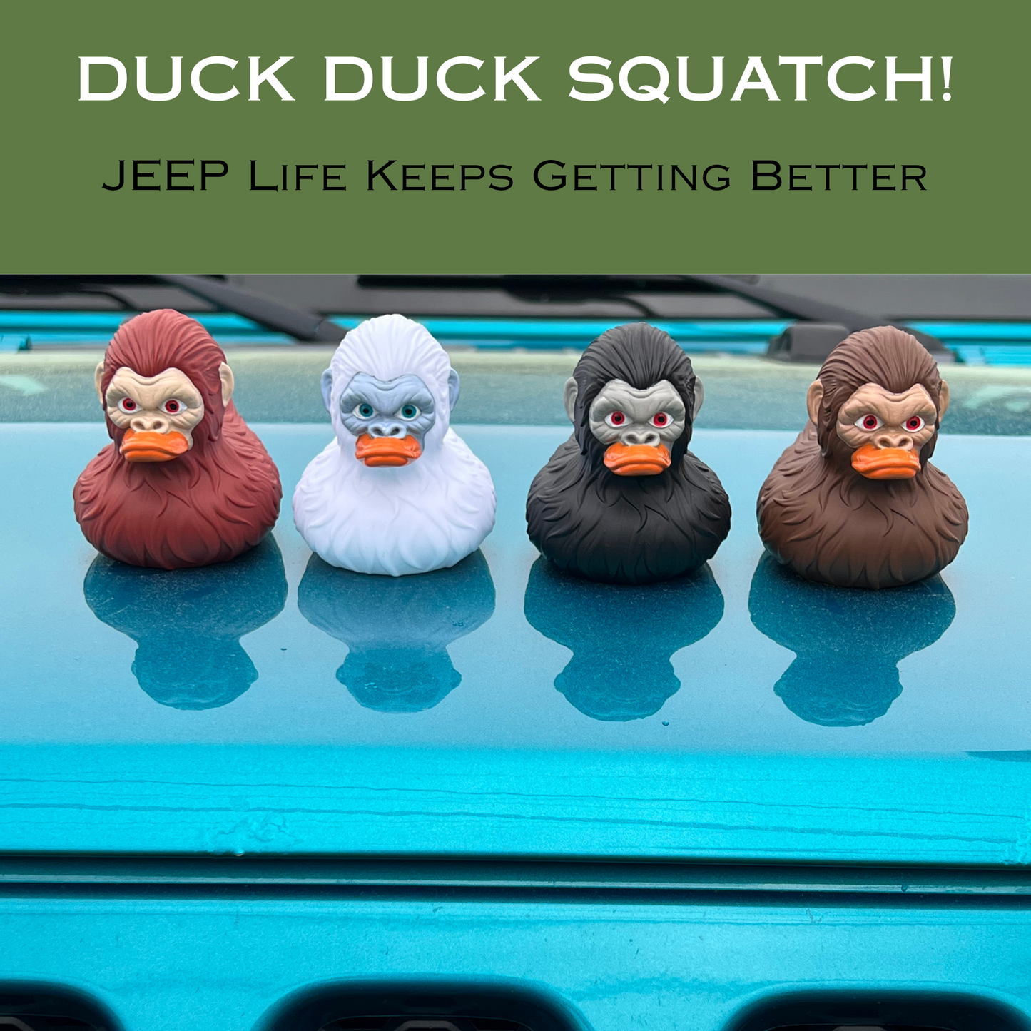 Bigfoot Rubber Ducks for Jeeps - 4 Pack, 3 Inch Size