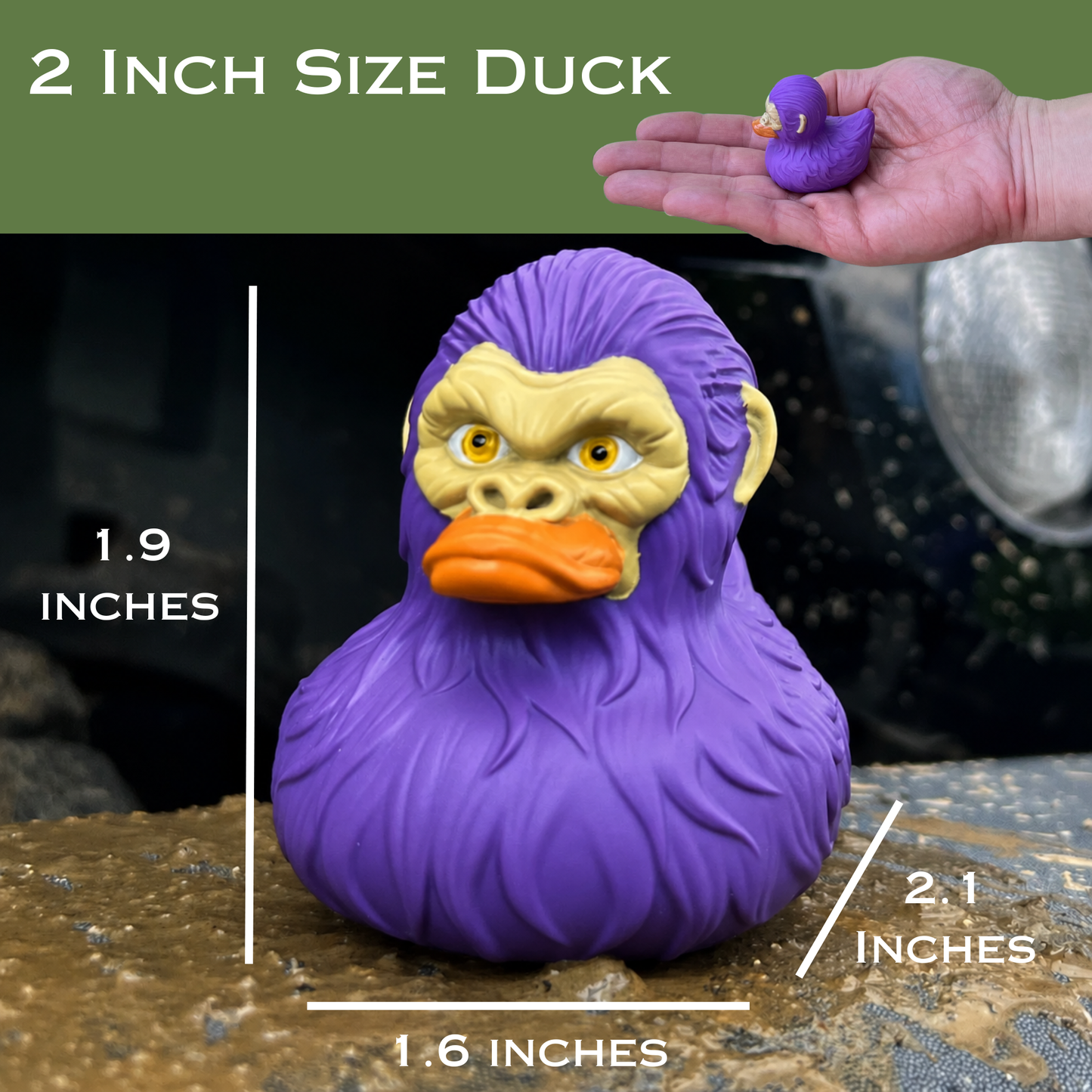 Bulk Bigfoot Rubber Ducks, 2 Inch Size, Party Colors, 12-Pack