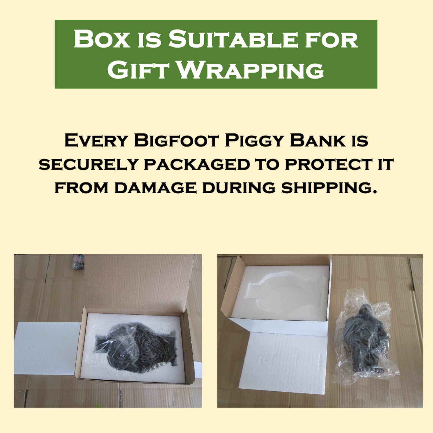 Bigfoot Statue Piggy Bank for Adults, Brown