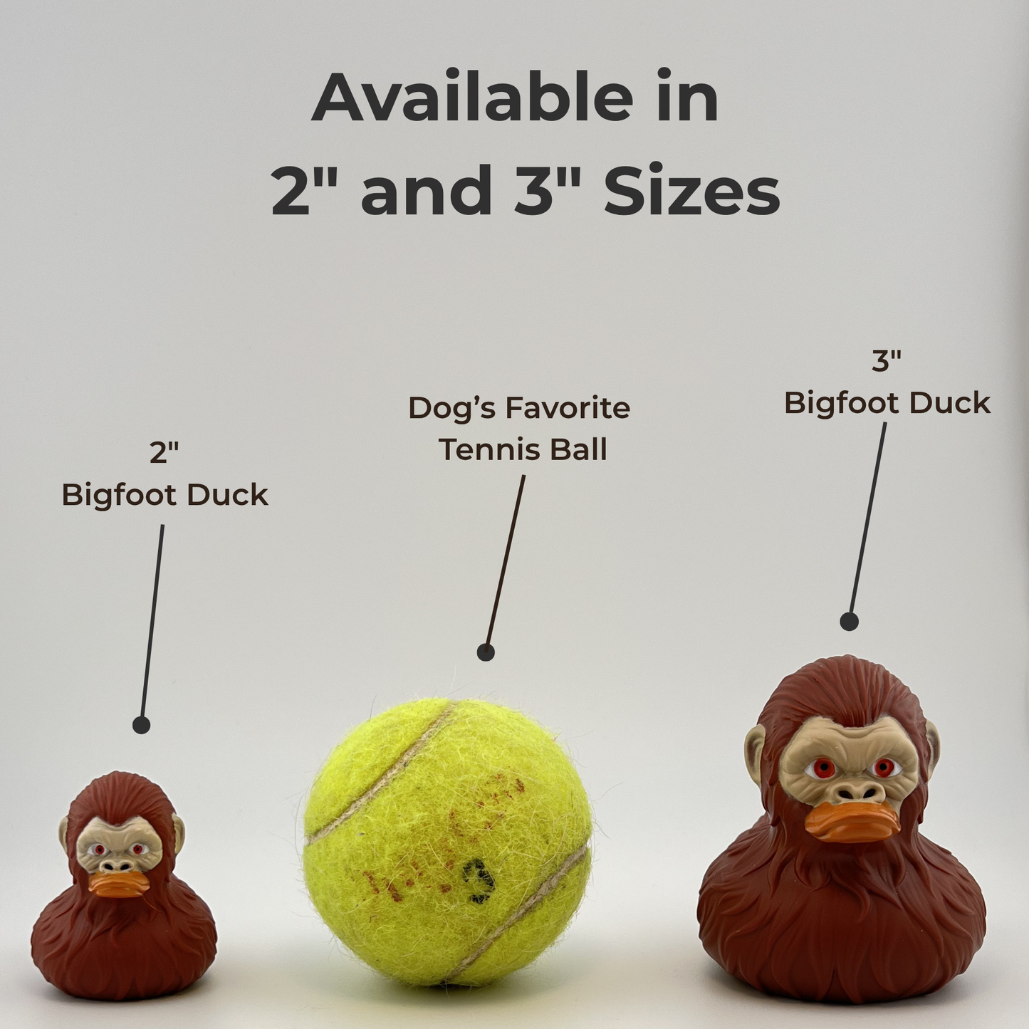 Bulk Bigfoot Rubber Ducks, 2 Inch Size, Reddish Brown, 12-Pack